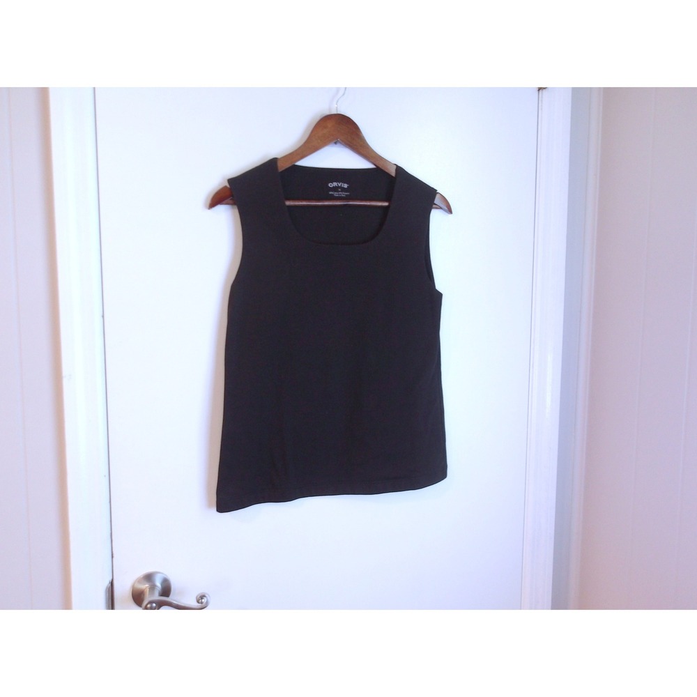 Orvis Black Cotton Blend Tank Top Casual Everyday Comfort Layering Sz M /#5278